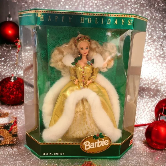Toys | Barbie Happy Holidays Special Edition Barbie 1994 Gold Dress Mattel  Damaged Box | Poshmark